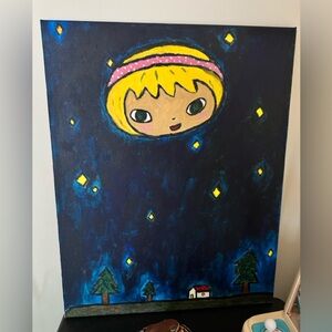 Yoshitomo Nara style acrylic painting —midnight